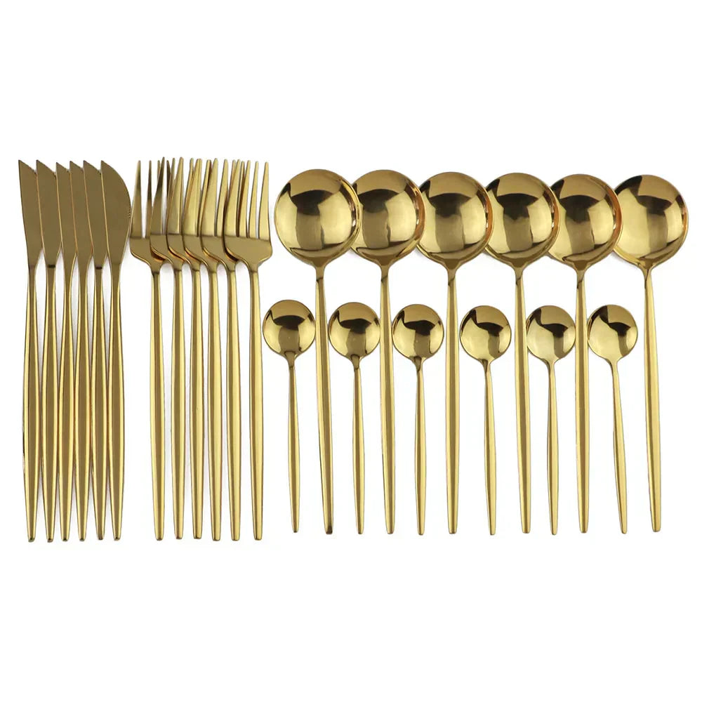 Premium Gold Plated Stainless Steel Flatware Set