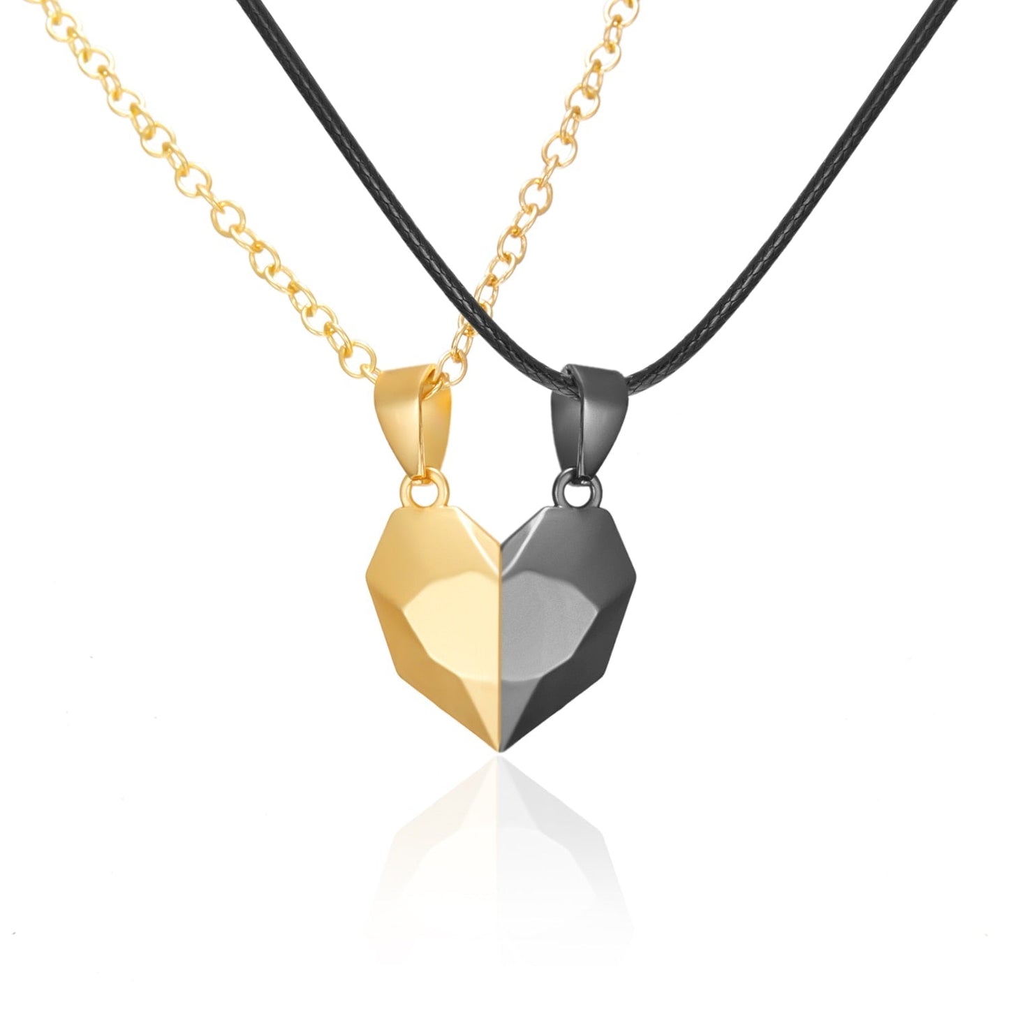 Lovely His Hers Interlocking Couple Necklace Set