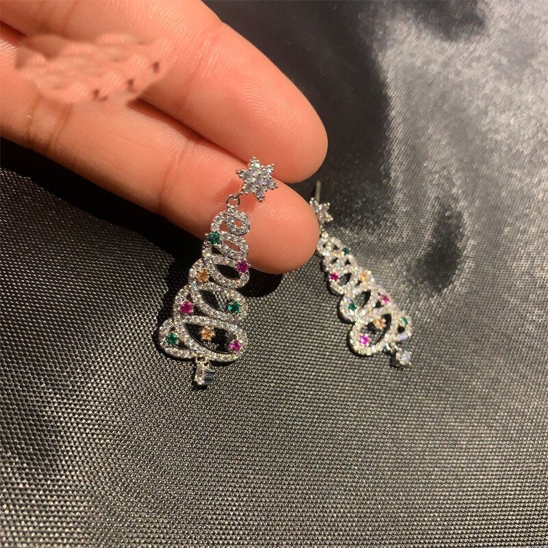 Small Pretty Xmas Tree Stud Earrings