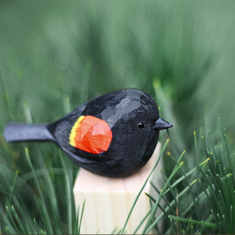 Rustic Wood Carved Bird Decorations