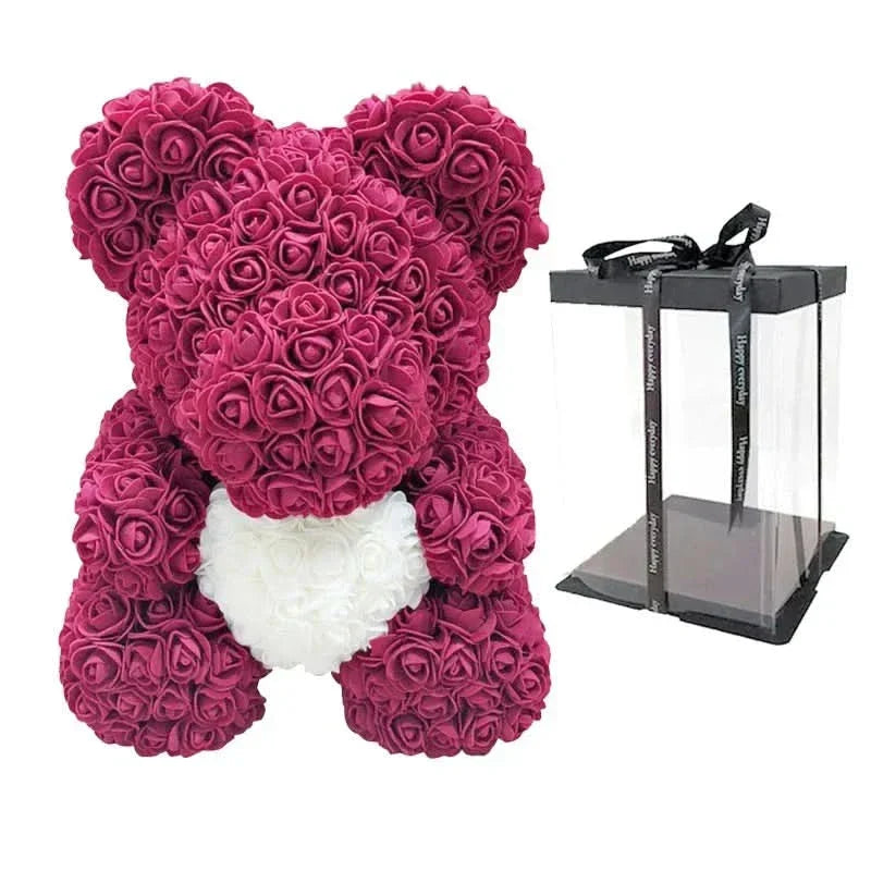 Soft Pink Teddy with Artificial Flower Decoration 40cm