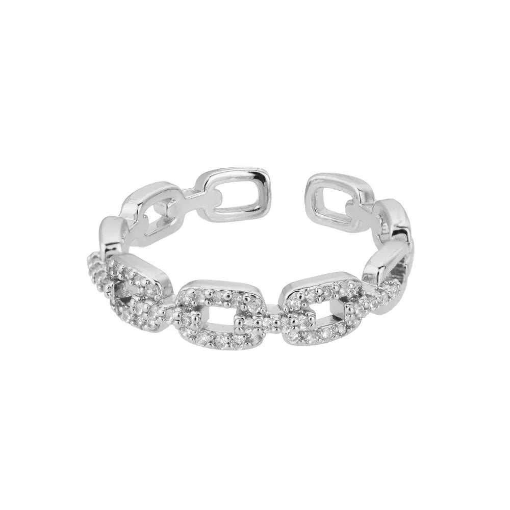 Sparkling Diamond Link Adjustable Ring