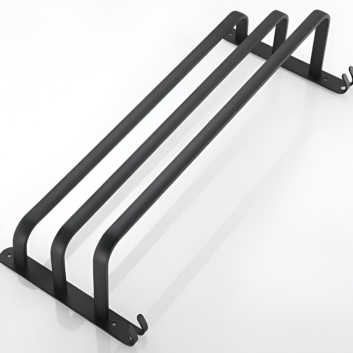 Easy Install Wall Mount Towel Rack - Black Aluminium Holder