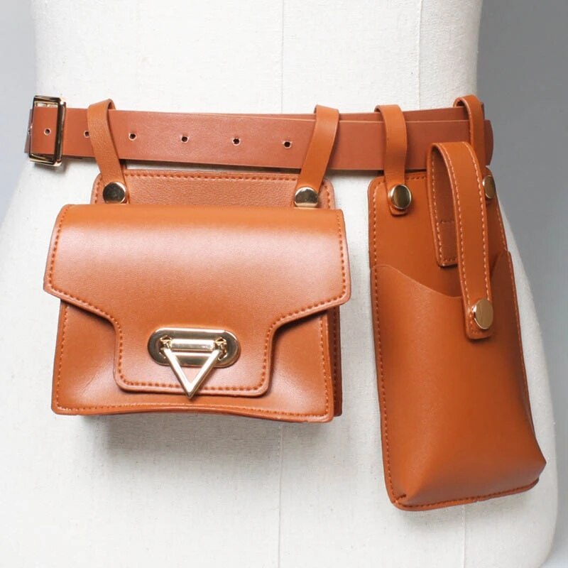 Practical Multi Pocket Leather Waist Belt Pouch