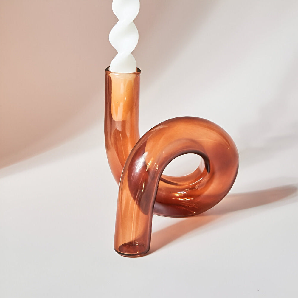 Beautiful Glass Vase with Built-in Candle Holder