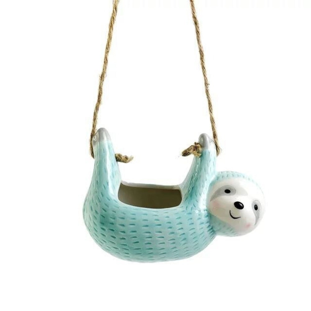 Colorful Ceramic Planter Pot With Cute Sloth Design