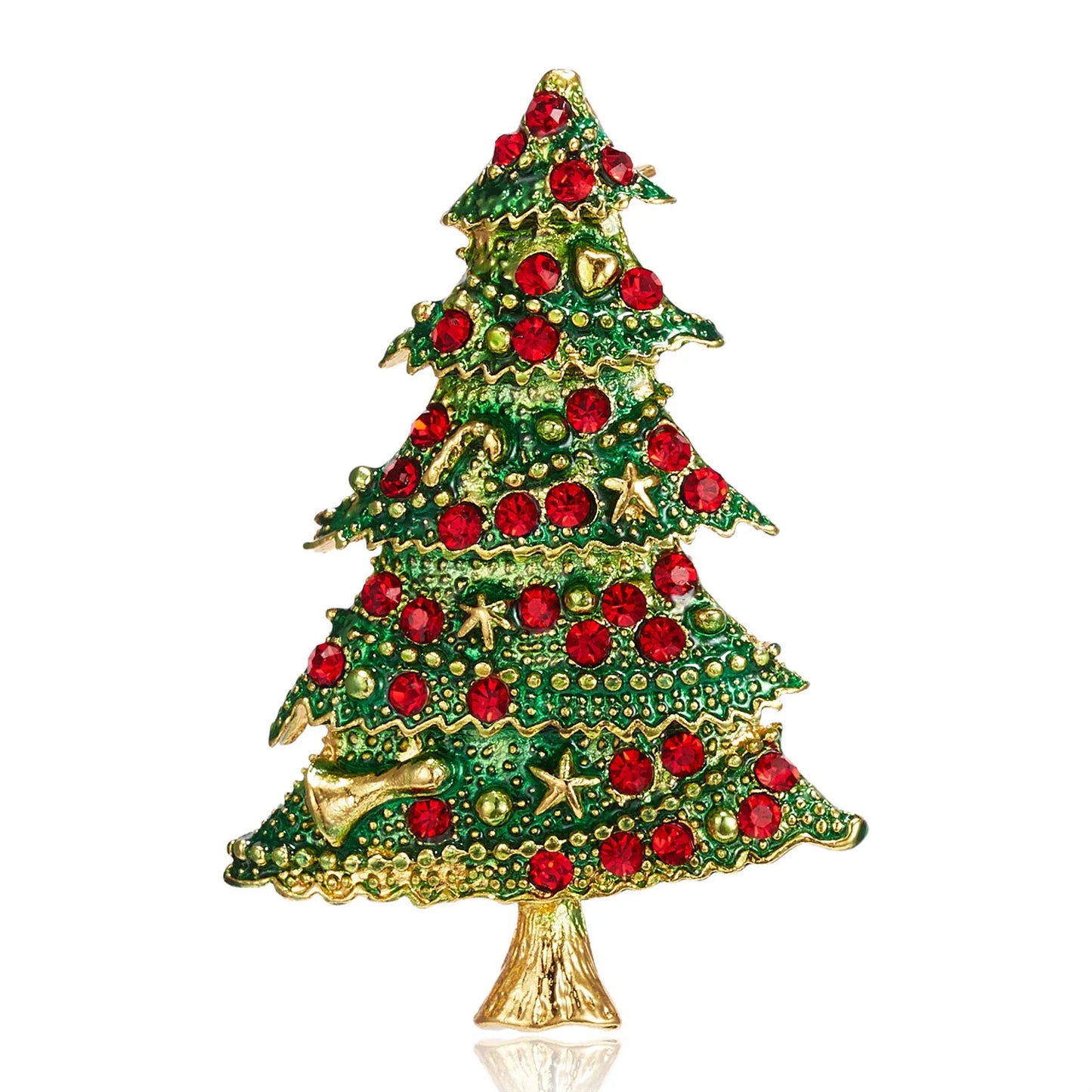 Colorful Crystal Christmas Tree Pin for Women
