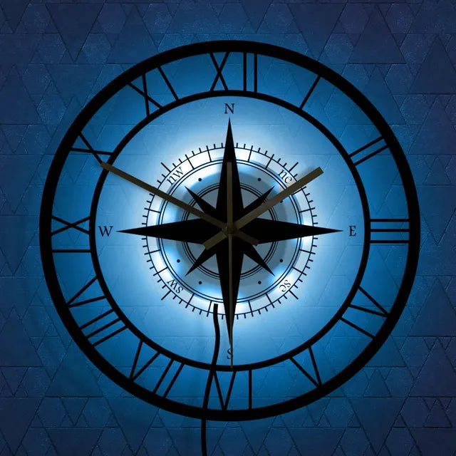Stylish Nautical Wall Clock with Compass