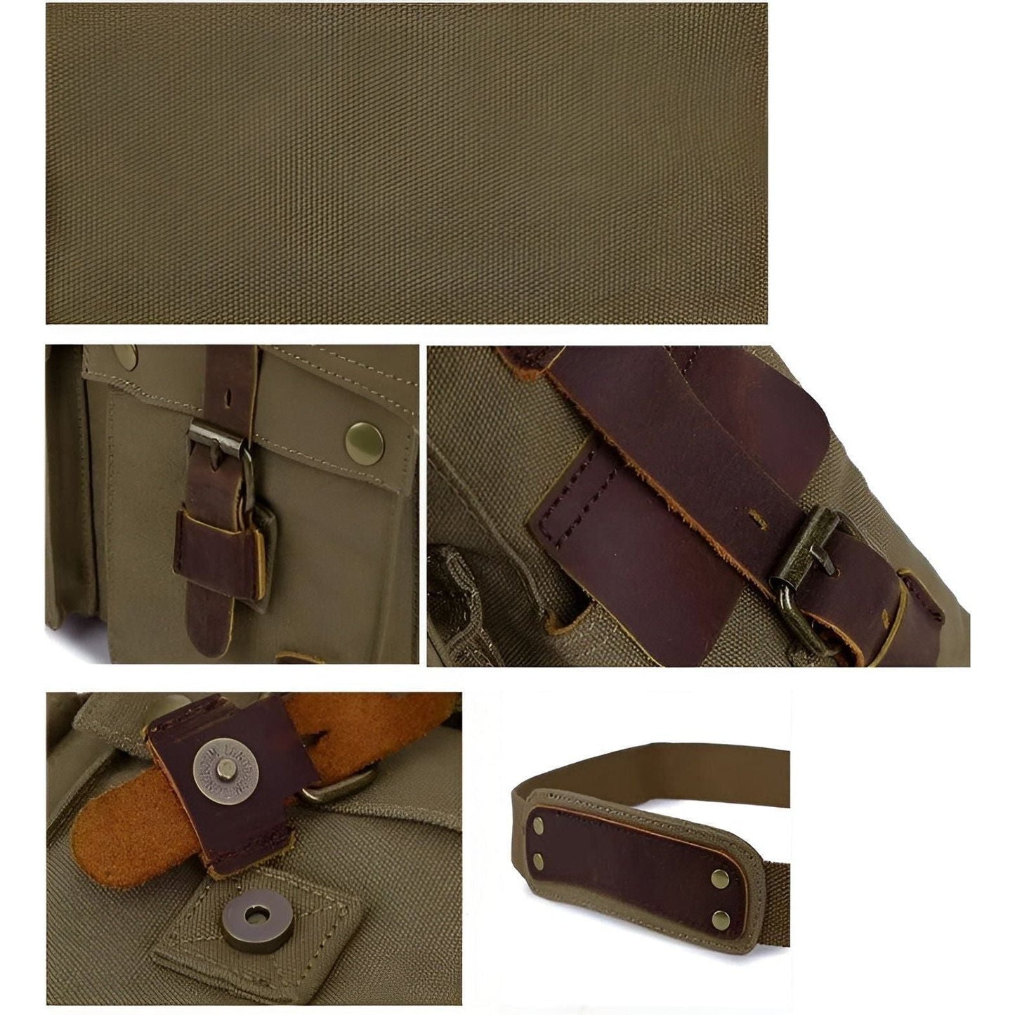 Retro Canvas Crossbody Bag for Men with Brown Leather Trim