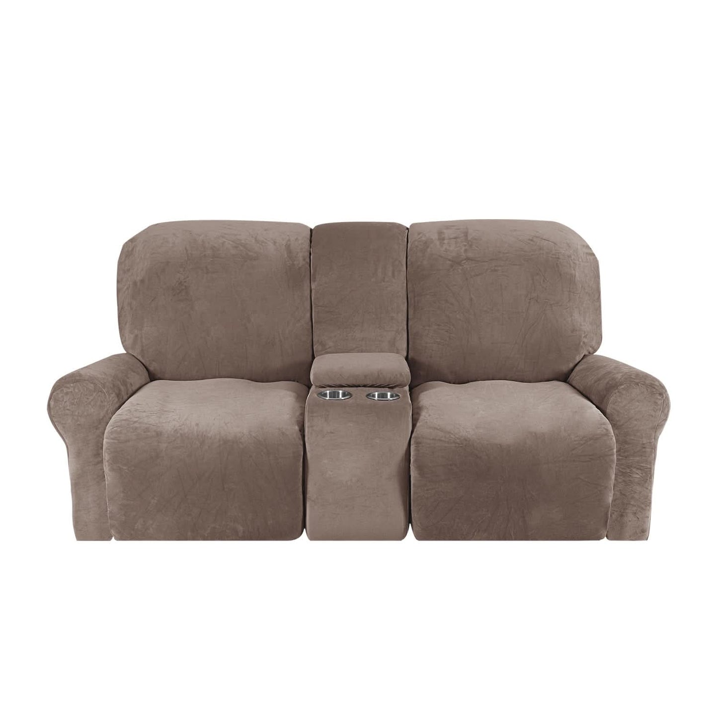 Soft 2-Seater Recliner Sofa Cover with Cup Holders