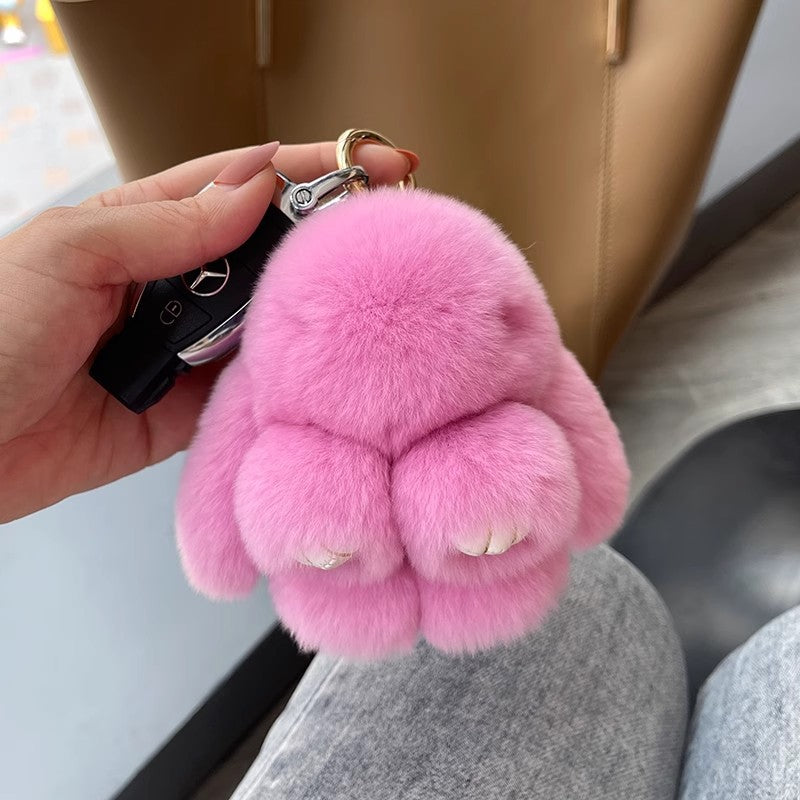 Cute Plush Bunny Pom Pom Keychain Box Set