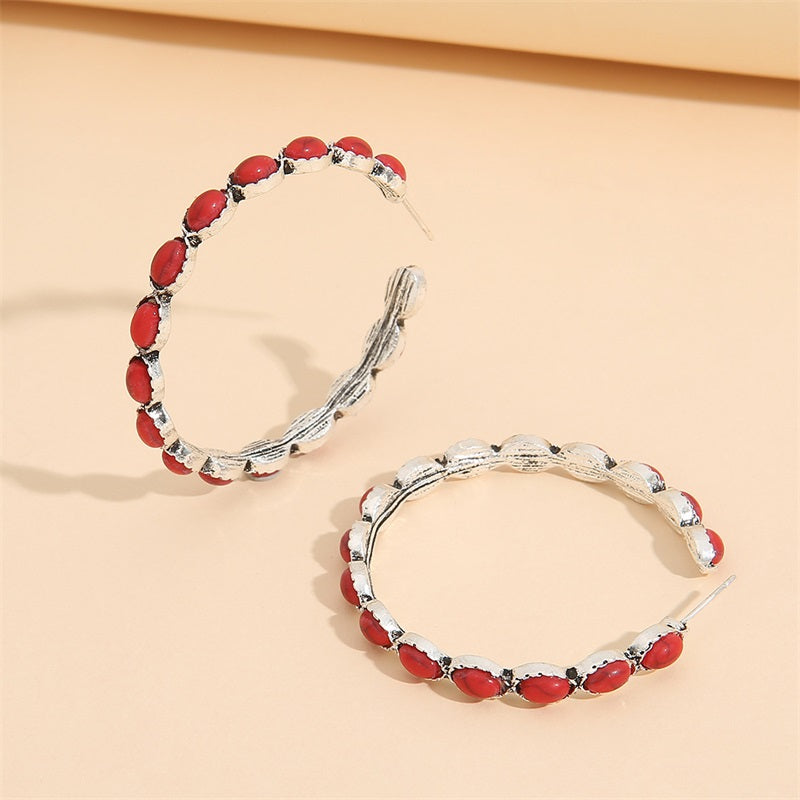 Classic Blue Drop Hoop Earrings