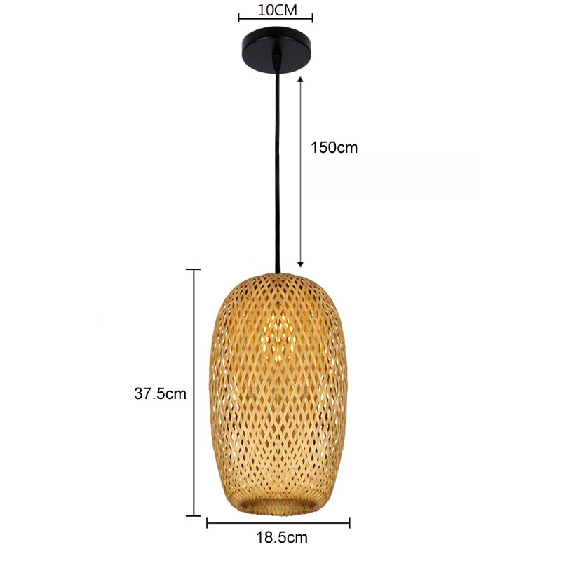 Natural Bamboo Pendant Light with Woven Shade