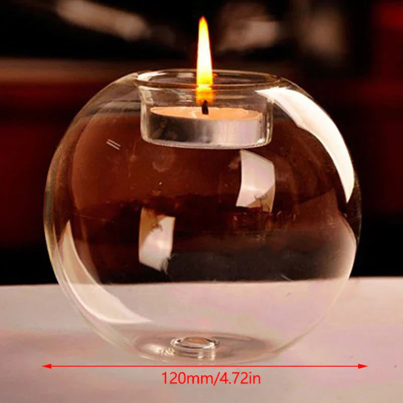 Clear Glass Tea Light Holder Circular Decorative Centerpiece