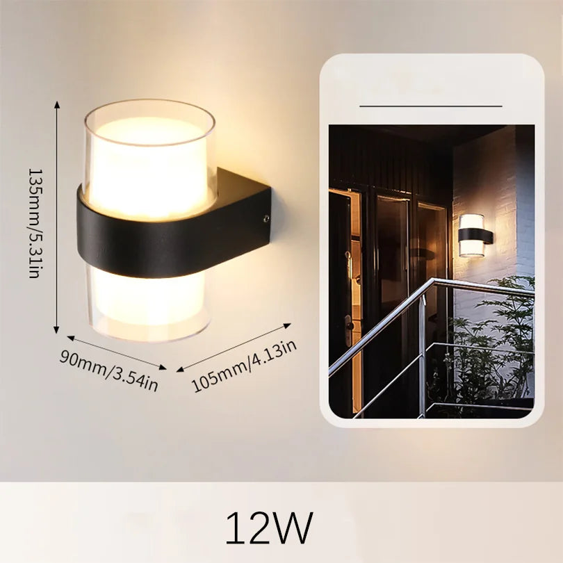 Outdoor Motion Sensor LED Wall Light 6W 12W Waterproof