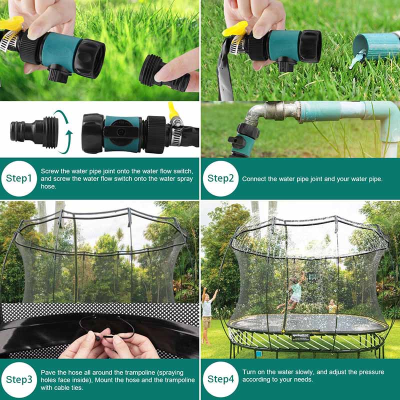 Cool Trampoline Water Sprinkler Fun
