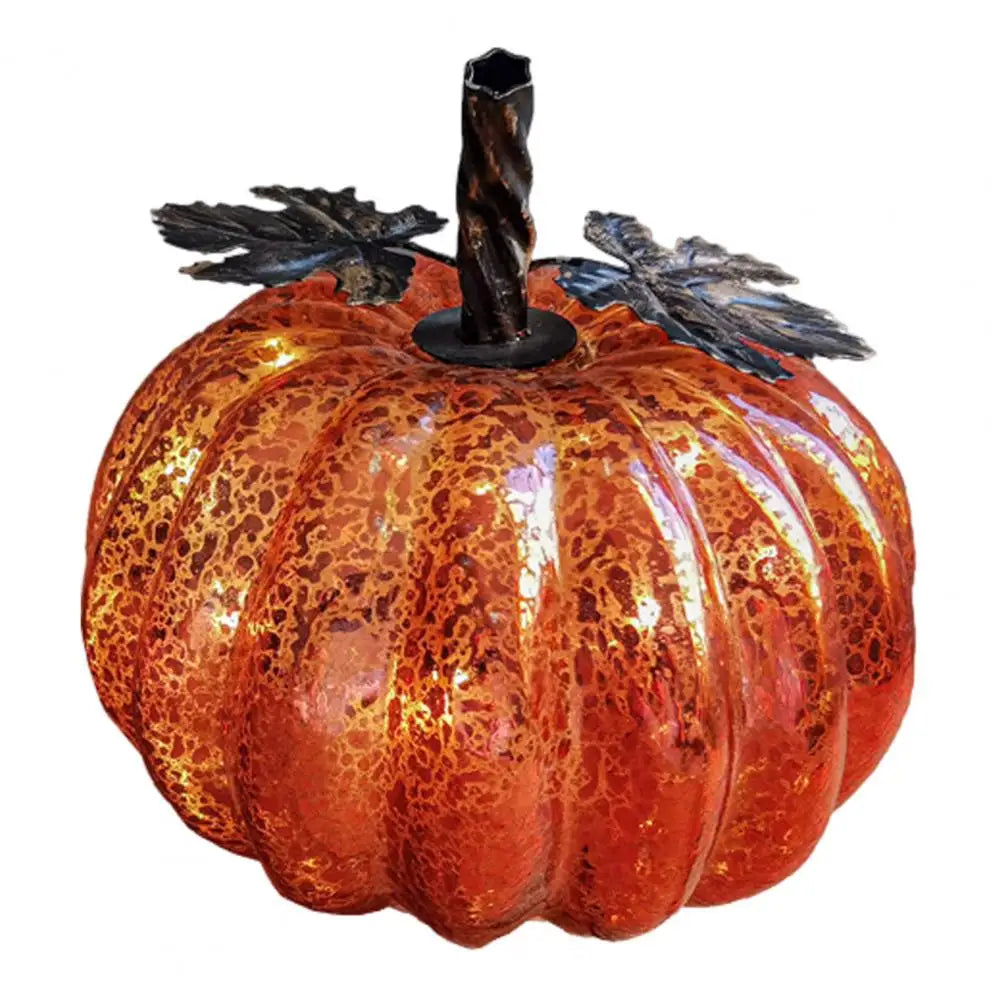 Glowing Glass Pumpkin Decor, LED Autumn Light