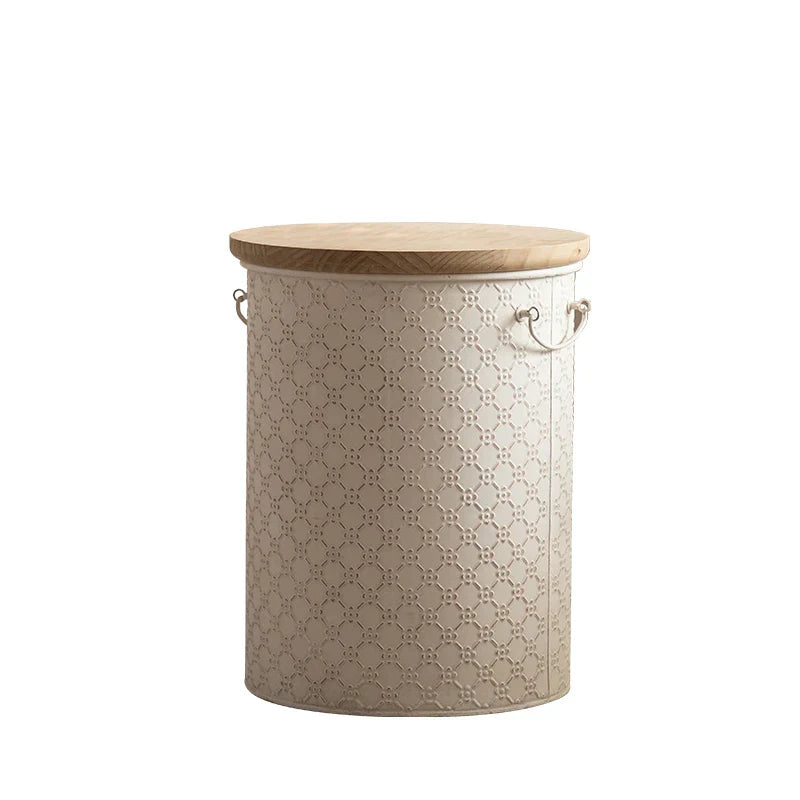 Compact Metal End Table with Storage Basket