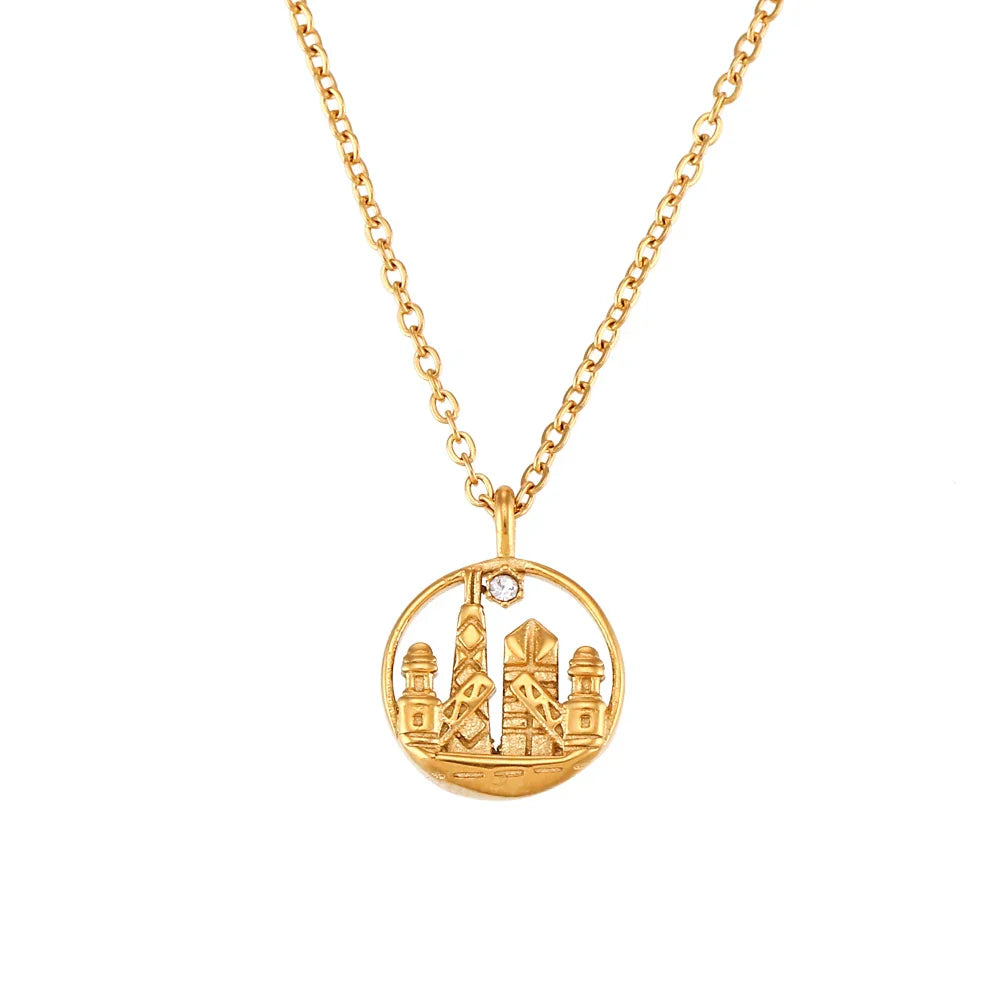 Gold Explorer World Travel Necklace
