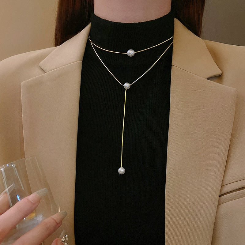 Trendy Long Pearl Boho Chic Necklace