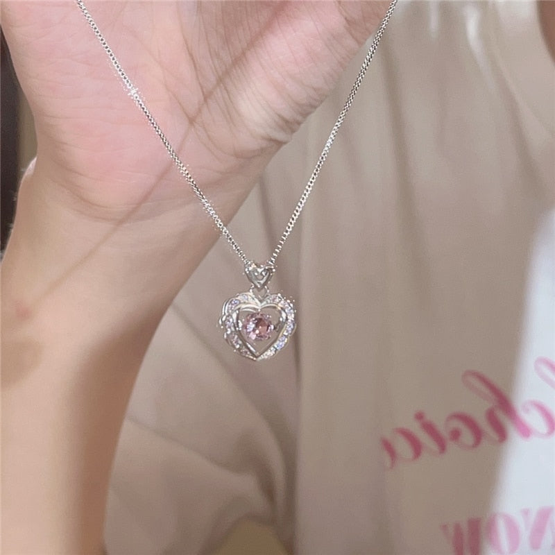 Sparkling Crystal Heart Pendant Necklace