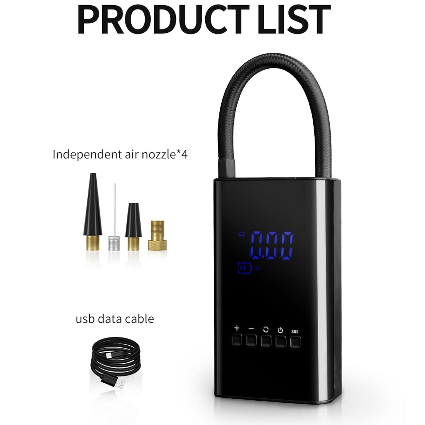 Compact LED Portable Tire Inflator Compressor