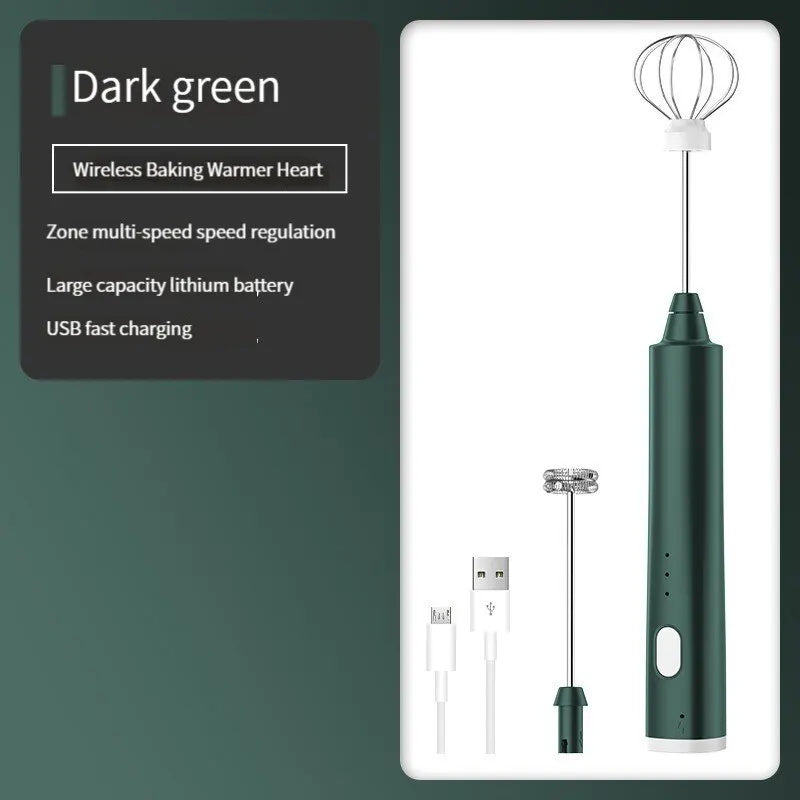 Portable Electric Milk Frother with 2 Interchangeable Tips
