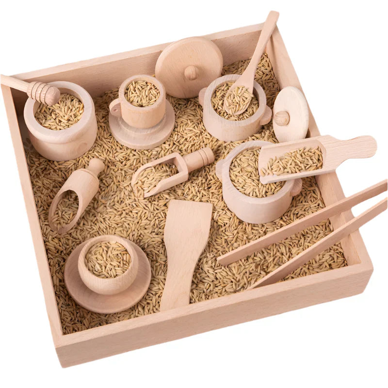 Kids Wooden Play Kitchen Cooking Set
