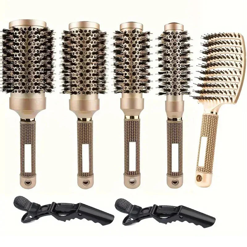 Pro Hair Brush Set, Ceramic & Boar Bristle, Frizz Control