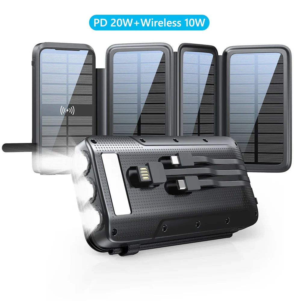 Portable Solar Power Bank 43800mAh Fast Charger