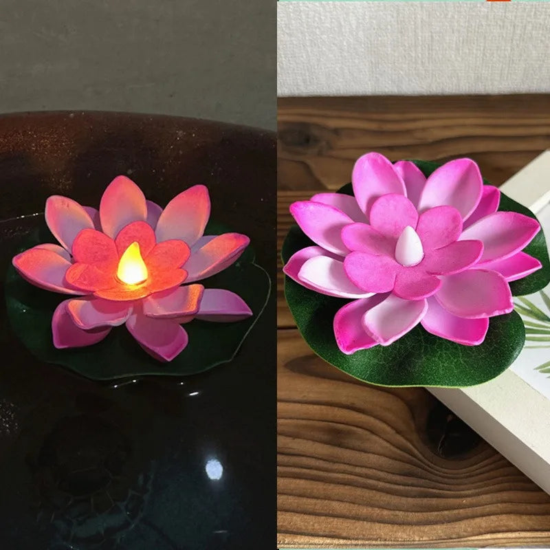 Floating Flower Pool Lamp with LED Sensor Light