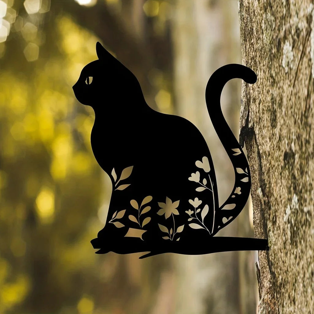 Metal Cat Silhouette Garden Ornament - Unique Outdoor Garden Decor for Cat Lovers-6