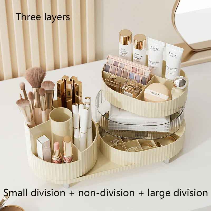 Clear Rotating Makeup Storage Case with Compartments