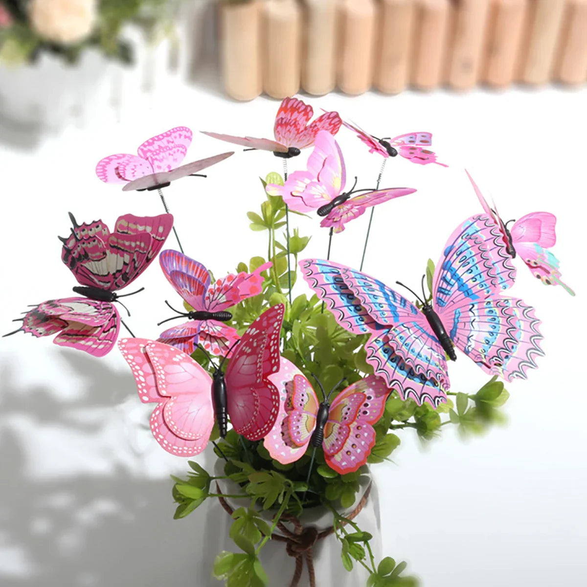 Vibrant Garden Butterfly Decor Set of 10 Water Resistant Stakes