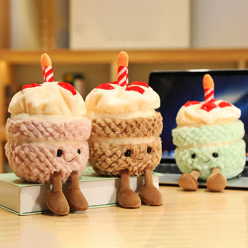 Colorful Cupcake Stuffed Animal with Candle