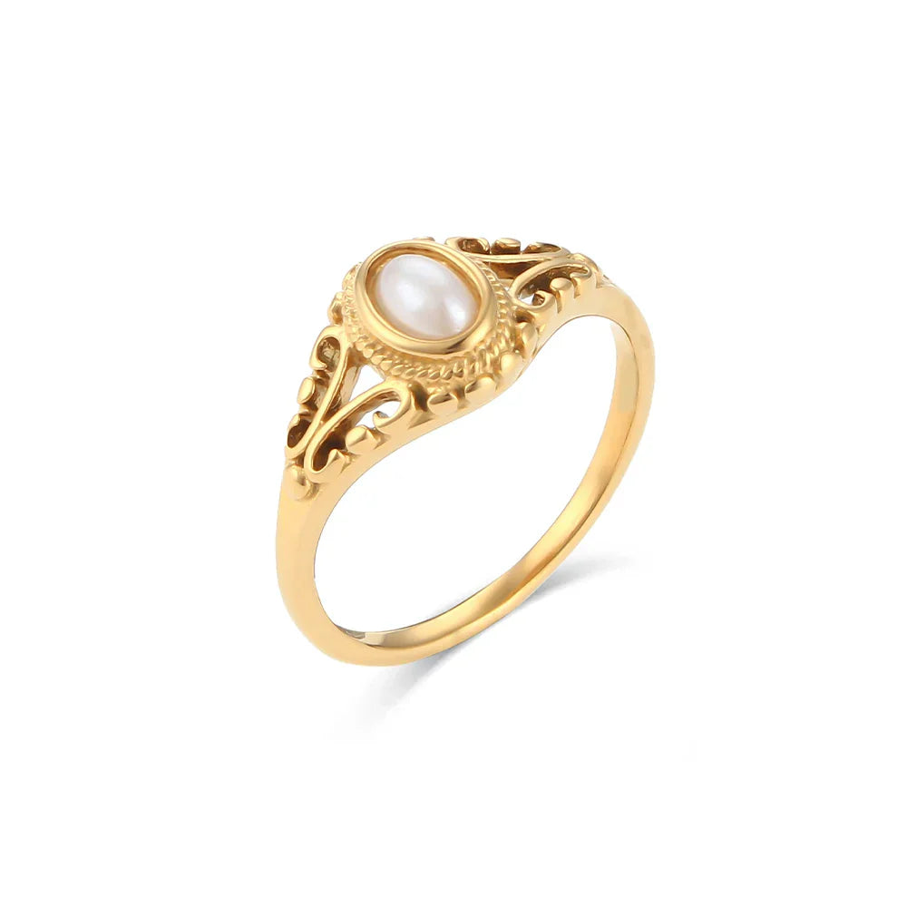 Timeless 18k Pearl Engagement Ring