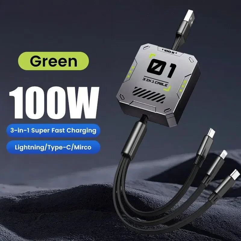 Universal 3-in-1 Fast Charge USB Cable 100W