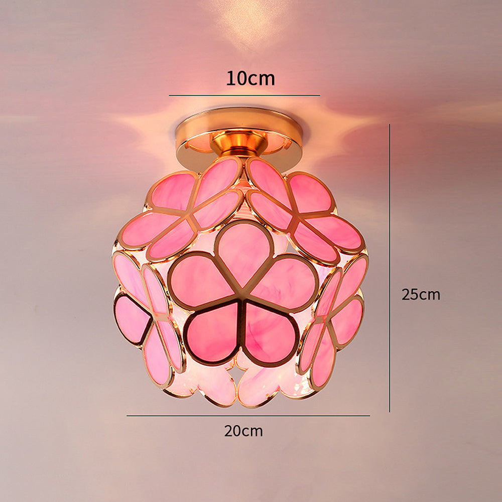 Elegant Glass Ceiling Lamp with Flower Design