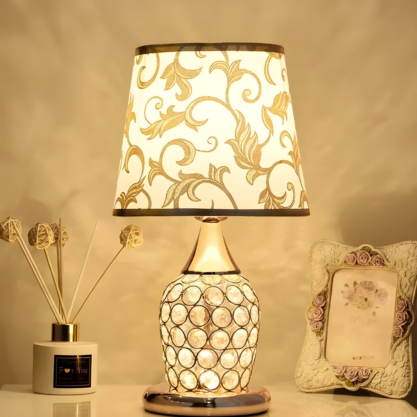 Stylish Crystal Glass Table Lamp with LED Touch Control