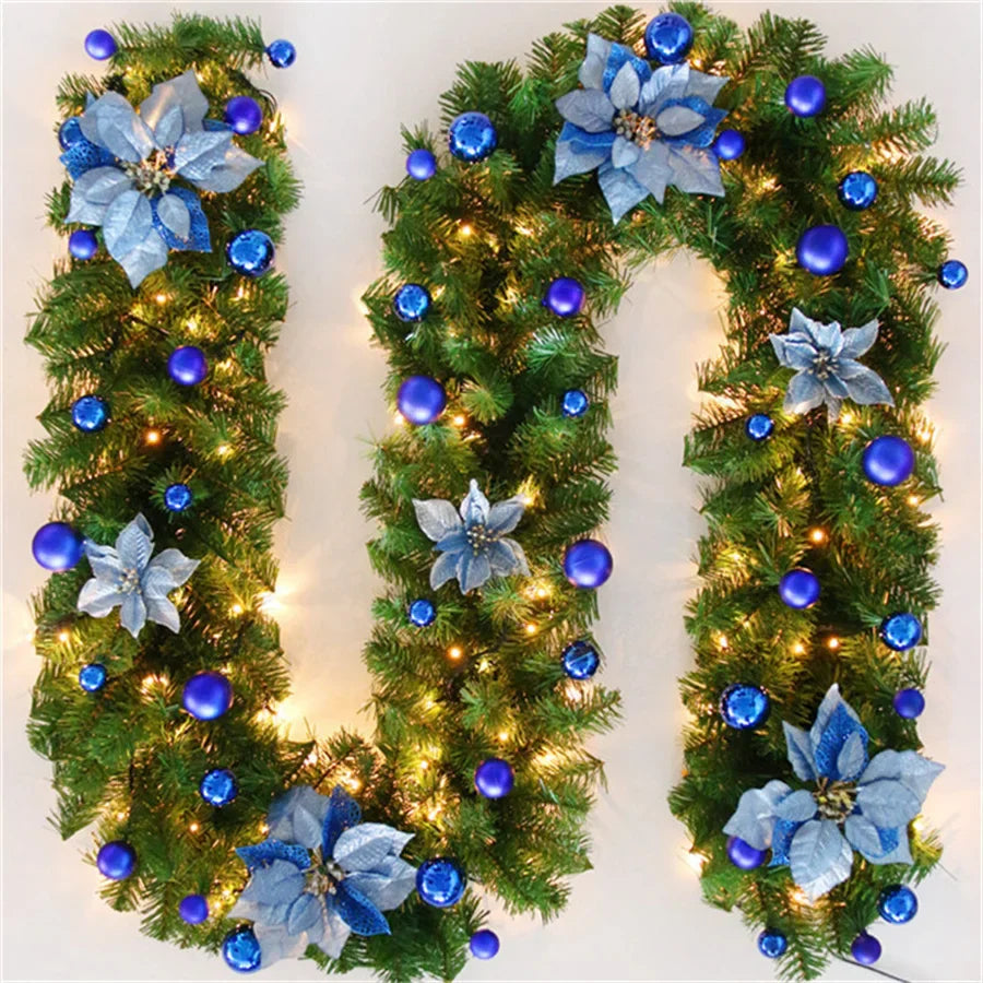 LED Lit Christmas Garland 2.7m with Fir Branches