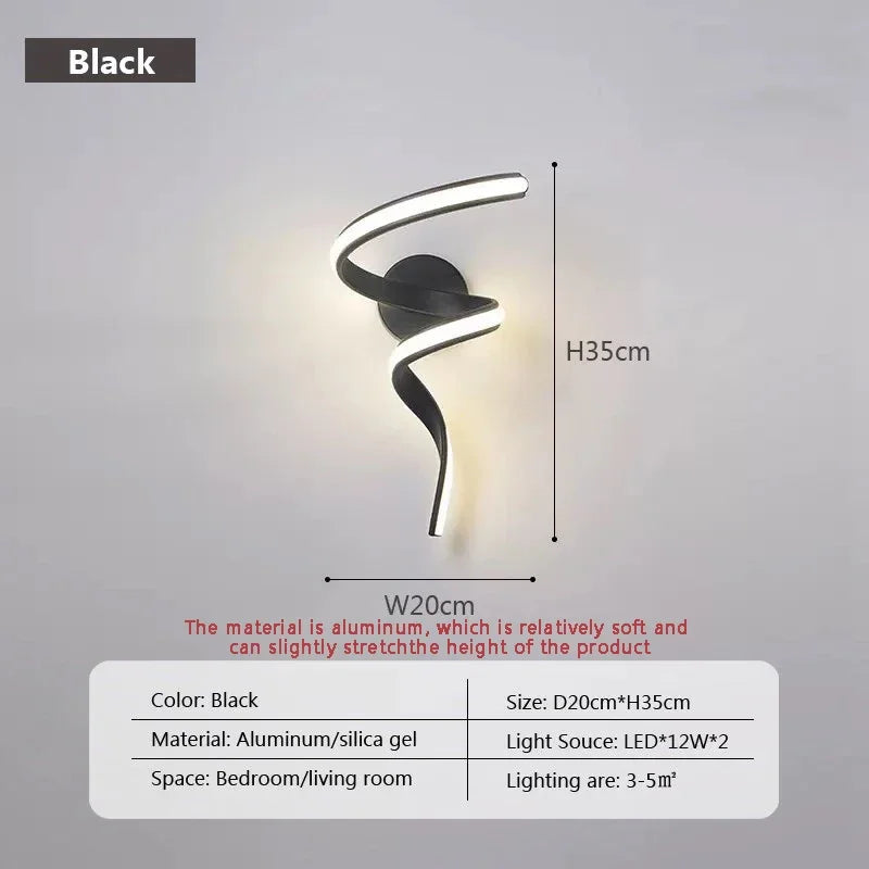 Modern LED Spiral Wall Light For Bedroom & Living Room