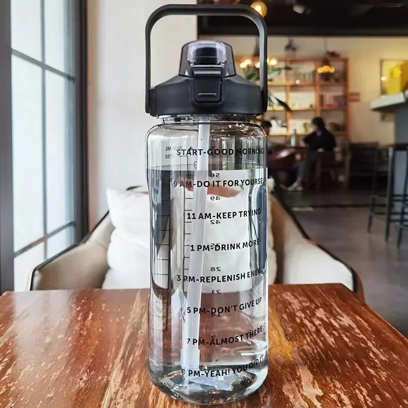 Big 68oz Fitness Water Bottle with Straw and Tracker