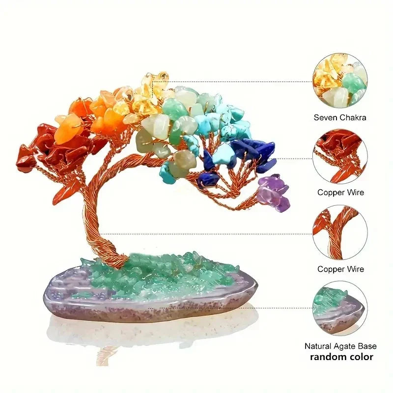 Sparkling Crystal Tree Figurine with Agate Base