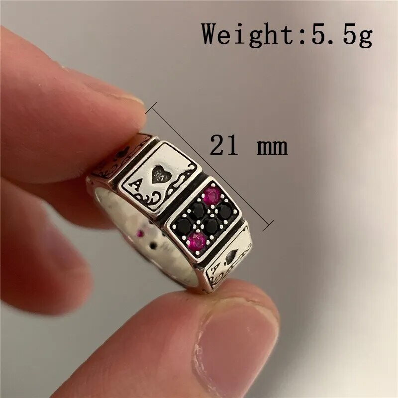 Fashionable Card Theme Adjustable Cuff Rings