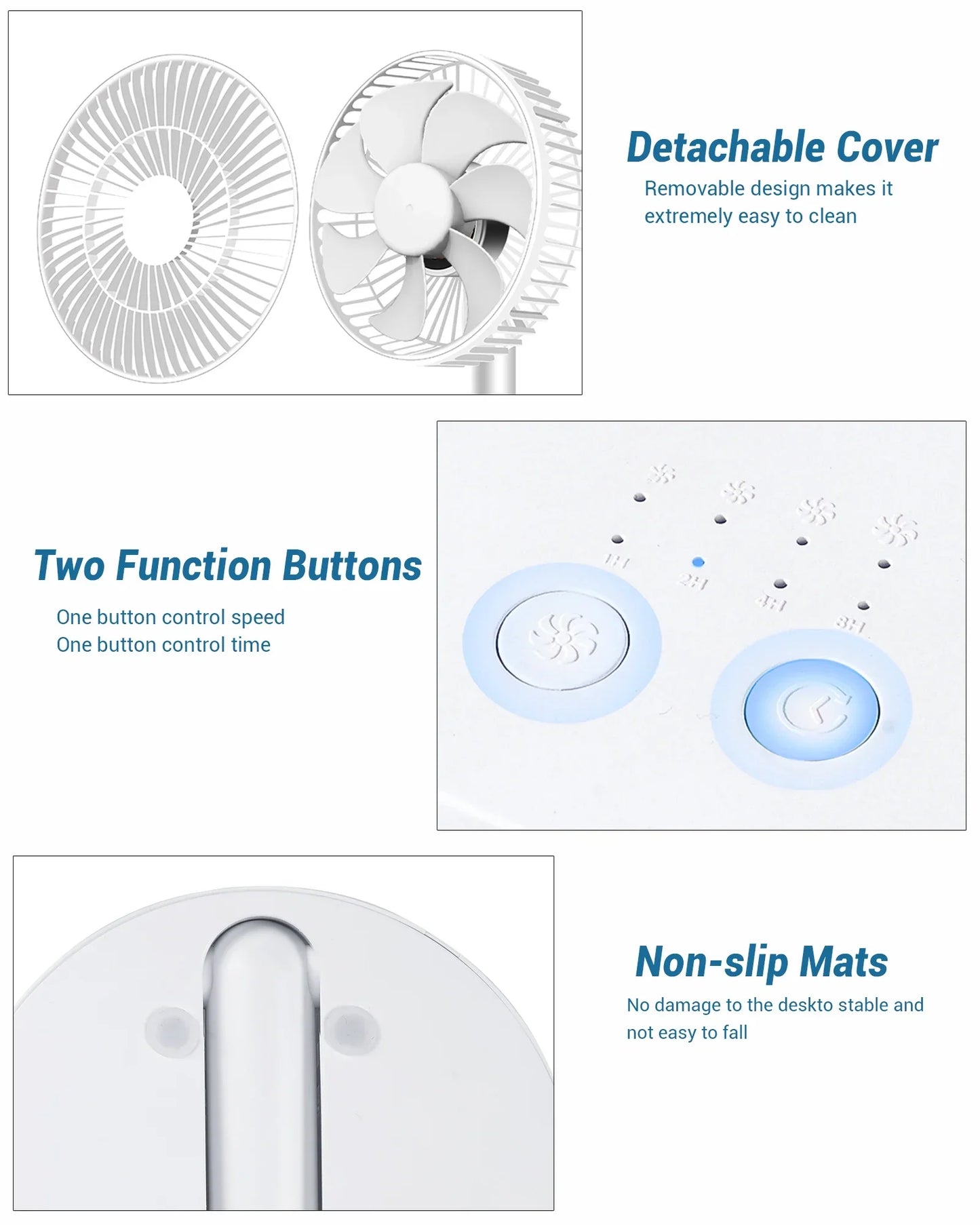 Compact Rechargeable USB Desk Fan