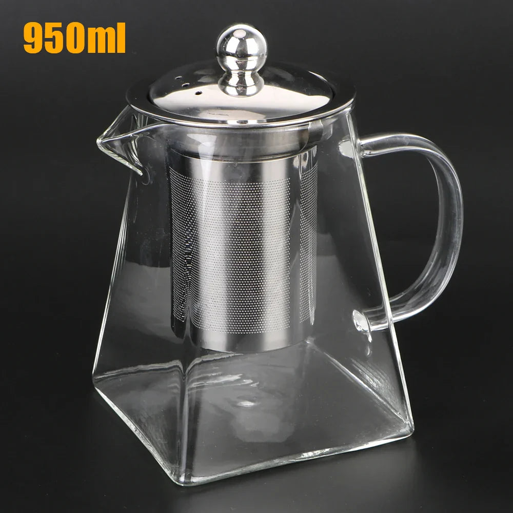 Clear Glass Teapot with Metal Infuser, 550/750/950ml