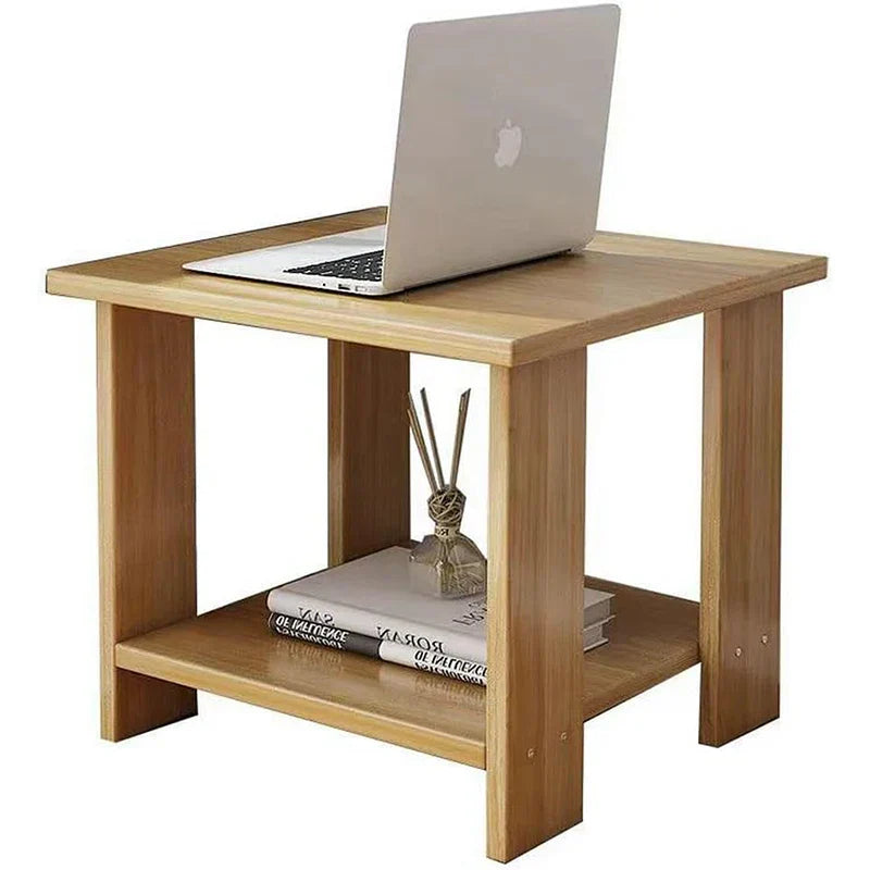 Sturdy Wood Bedside Table with 2 Tier Modern Style
