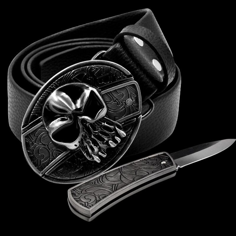 Compact Tactical Knife Leather Belt