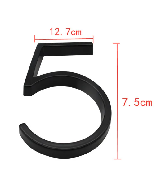 Modern Black Metal Floating House Numbers Sign