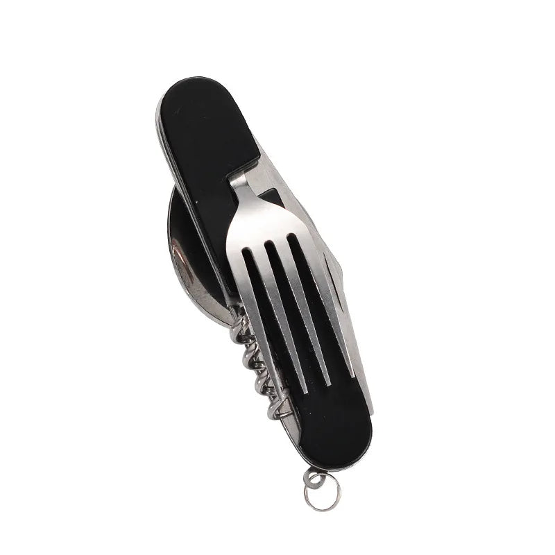 Portable 4-in-1 Stainless Steel Camping Cutlery Set